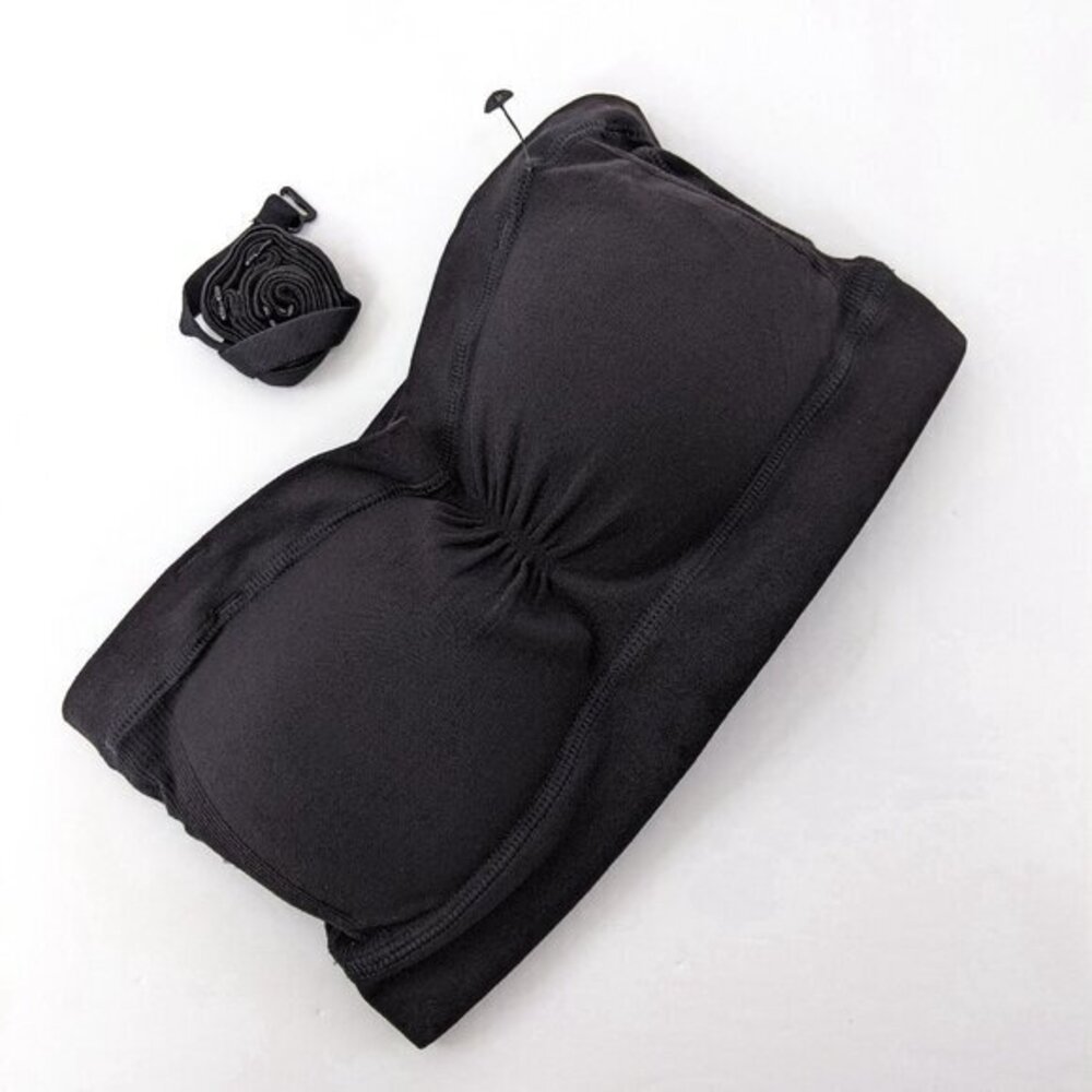 Halogen Size S Seamless Bandeau Tube Bra Strapless Bralette in Black